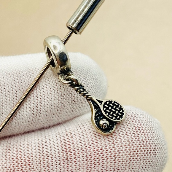 EUC HTF Pandora 791510 Sterling Silver Game Set Match Tennis Sports Dangle Charm - Picture 3 of 9